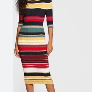 Colorful Striped Midi Dress
